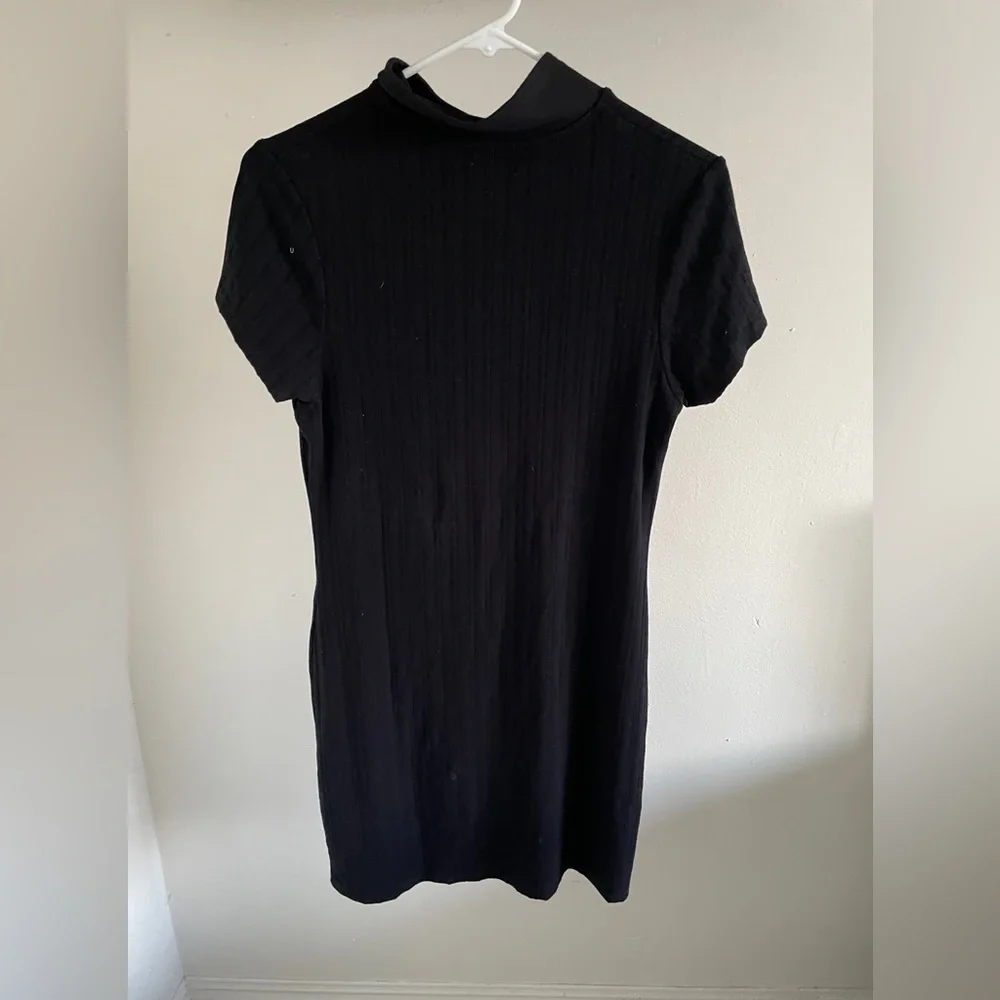 Systemaction Ribbed Button Down Dress Black (Small) - Picture 2 of 4